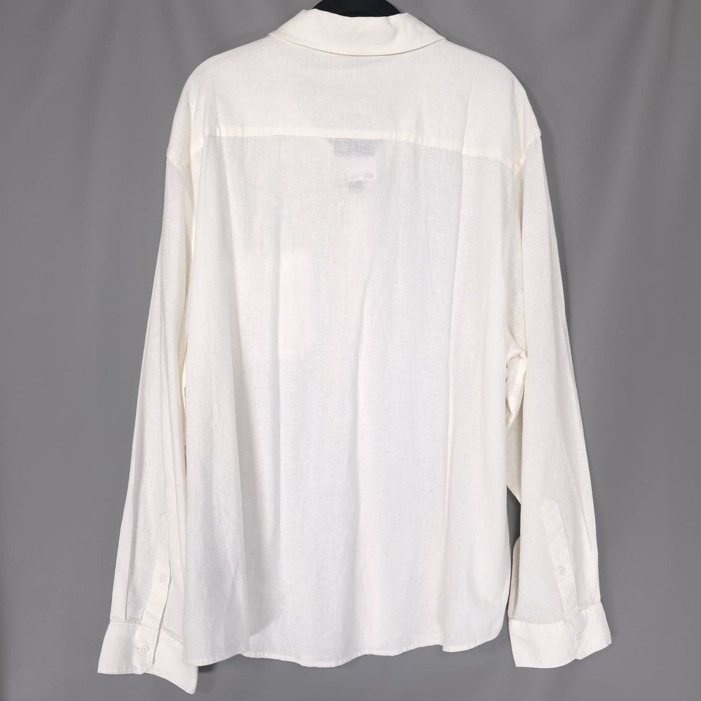 MAGASCHONI Mens New XXL Shirt Button Down EUROPEAN Linen Blend White GM50108M - Picture 7 of 13